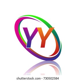letter YY logotype design for company name colorful swoosh. vector logo for business and company identity.