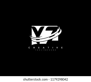 Letter YZ Inside Square Creative Modern Monogram Elegant Three Swoosh Logo