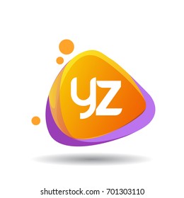 Letter YZ logo in triangle splash and colorful background.