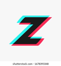 letter Z with 3d glitch effect