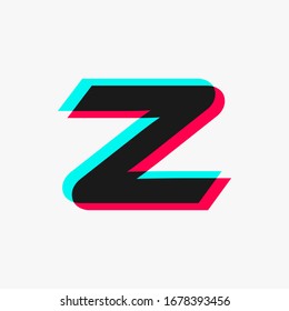 letter Z with 3d glitch effect