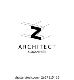 Letter Z 3D logo architect for architecture and construction company