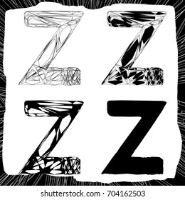 Letter Z. 3d and silhouette constructive concept.