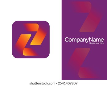 Letra Z letra 7 creativo y moderno logotipo tecnológico 3d. Moderno y Abstractas diseño de la letra Z,7 Logo en púrpura y naranja. Símbolo gráfico del alfabeto para la identidad empresarial Corporativa.