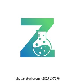 Letra Z con el logo del laboratorio Resumen. Usable para negocios, ciencia, salud, medicina, laboratorio, química y natural.