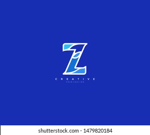 Letter Z Abstract Minimalist Linear Modern Blue Color Logotype