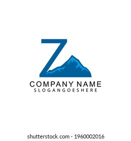 Letter Z with Abstract Mountain Logo Vector Template Design