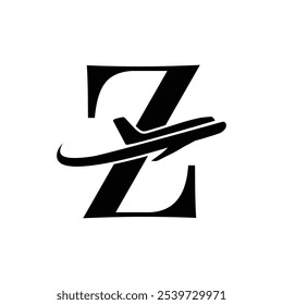 Letter Z with Aeroplane icon, Abstract and Modern Travel logo Design Template