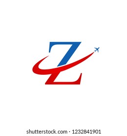 letter with Z aeroplane vector Red and Blue