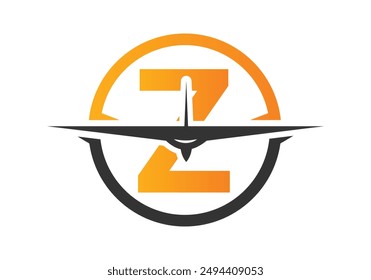 Letter Z with Aerospace Travel Logo Concept design vector template