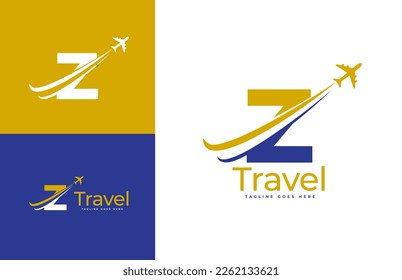 Plantilla de diseño del logotipo de viaje de aire de la carta Z. Icono Viajes, logística, envío, recorridos, etc