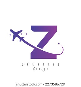 Letter Z With Air Travel Logo Design Template