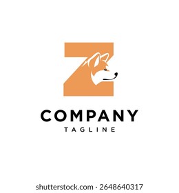 Letter Z Akita Dog Logo Icon vector