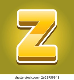 Letter Z Alphabet with Gold Gradient Color. Text Effect. Alphabet Letter Vector. High Quality Vector