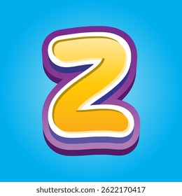 Letter Z Alphabet with Yellow and Blue Gradient. Text Effect. Alphabet Letter Vector. High Quality Vector
