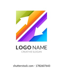 letter z and arrow logo concept, modern 3d logo style in gradient vibrant colors