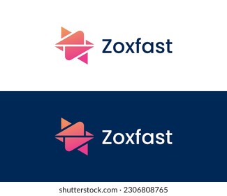 Letter Z and Arrow Symbol, Z with arrow sign modern 3d logo