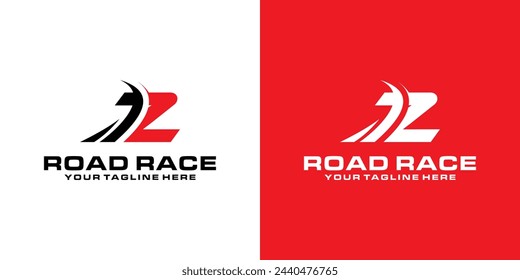 letra Z y diseño de logotipo de carretera de asfalto, logotipo de carreras, para automóviles, carreras, deportes