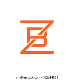 letter Z and B monogram square shape logo orange
