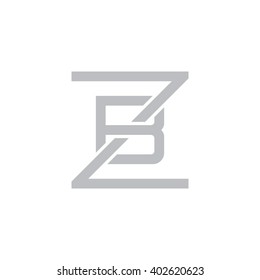 letter Z and B monogram square shape logo gray