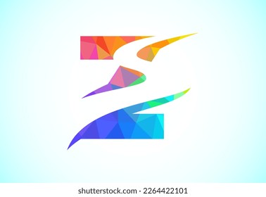 Letter Z mit Backspace S oder Pfadlogo Design Vektorvorlage. Bildalphabetensymbol im Low-Poly-Stil