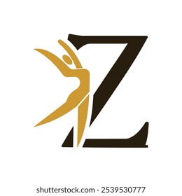 Letter with Z Ballet Dancer Logo Design. Ballerina Logo icon vector