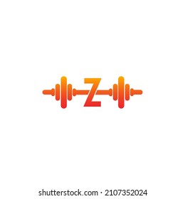 Letter Z with barbell icon fitness design template illustration vector