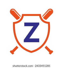 Letter Z Baseball Logo Design Vector Template. Baseball Club Symbol