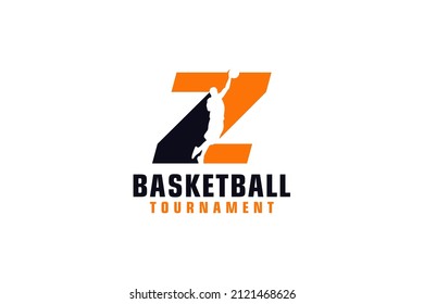 Letter Z with Basketball Logo Design. Vector Design Template Elements for Sport Team or Corporate.