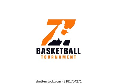 Letter Z with Basketball Logo Design. Vector Design Template Elements for Sport Team or Corporate.