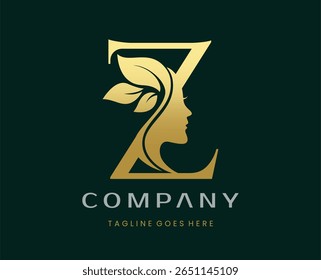 Letter Z Beauty Face Nature Leaf Logo Design