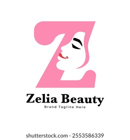 Letter Z Beauty Woman Face Logo,for salon, spa, cosmetic, fashion, makeup, boutique and beauty clinic business