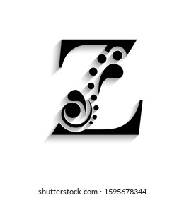 letter Z. Black flower letter   Beautiful capital alphabet 
