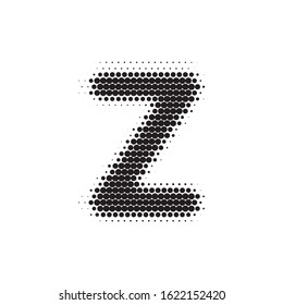 Letter Z black halftone pattern font