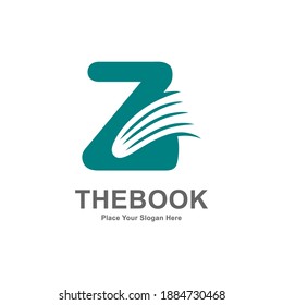 Letter Z with book or paper logo template. Suitable for business, web, education, online store, and identity symbol