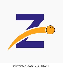 Letter Z Bowling Logo. Bowling Ball Symbol With Moving Ball Icon