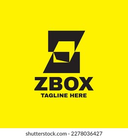 letter z box negative space logo 