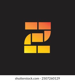 Vector de logotipo simple de gradiente de ladrillos de letra Z