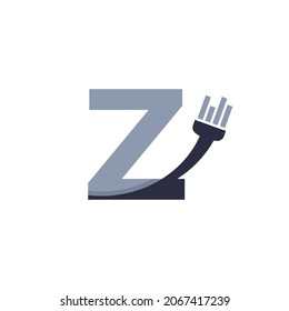 Letter Z Brush and Paint with Minimalist Design Style