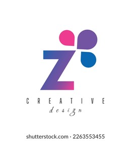 Letter Z and bubble Dots Logo with Purple Pink Bubbles Vector Illustration