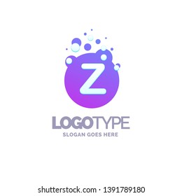 Letter Z Bubbles Logo Purple Template. Vector Brand Name Design