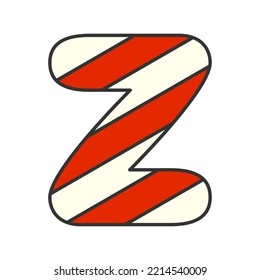 Letter Z Candy Cane, vector illustration