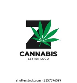 letter Z with cannabis leaf vector logo design element