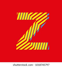 letter Z, capital letter for advertising or editable editorial use, vector texture with lines