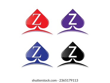 Letter Z Casino Logo Design Vector Template . Poker Casino Vegas Logo Template