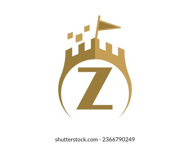 Letter Z Castle Modern Logo Design Vector illustration template. Graphic Alphabet Symbol For Corporate Business