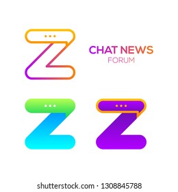 Letter Z with Chat News and Forum logo Round Shape Symbol, Social media, Speech bubble, Talk and Message Icon, Technology and digital Social communication logotype for your Corporate identity vector