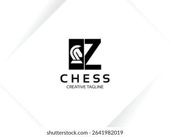 Letter Z chess logo design template. Monogram knight logo