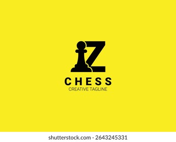 Letter Z chess logo with pawn. Chess sport monogram logo template