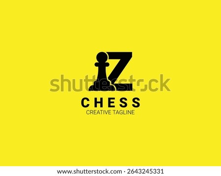 Letter Z chess logo with pawn. Chess sport monogram logo template